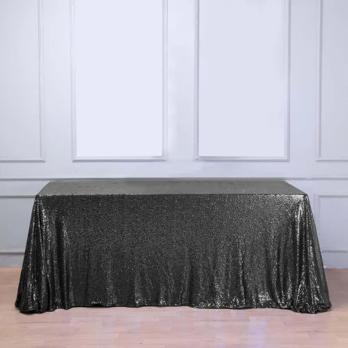Miniatura 22 de Tableclothsfactory Luxury Collection Duchess - Mantel rectangular de lentejuelas, 60 x 126 pulgadas, color plateado