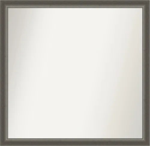 Miniatura 480 de Amanti Art Espejo de baño plateado para sobre fregadero, 25 x 25 pulgadas, espejo de tocador cuadrado estrecho de níquel cepillado, marco de madera