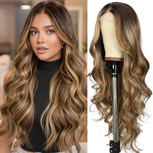 Miniatura 17 de SAPPHIREWIGS Peluca rubia con encaje frontal, pelucas largas y onduladas para mujer, pelucas de color rubio ceniza, resistentes al calor, para Mix