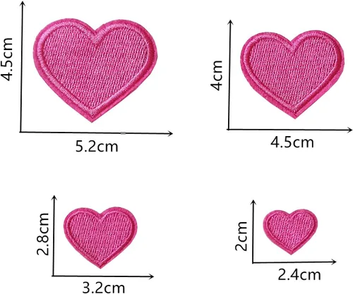 Miniatura 5 de 24 parches para planchar con corazón rosa y rosa, parches bordados con corazón para ropa, chaquetas, sombreros, mochilas, jeans 2-Rosa