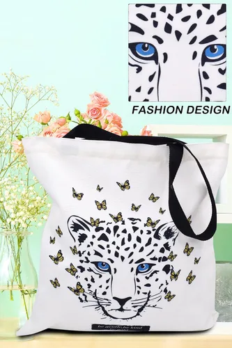 Miniatura 3 de TeeYee Bolsa de lona para compras, bolsa de playa ligera con asas, bolsas de comestibles reutilizables, adecuadas para actividades de regalo