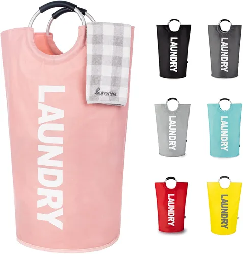 Miniatura 18 de Caroeas Cesta de Ropa de 90L (13 Colores), Cesta de Ropa Impermeable, Bolsa de Ropa con Asas Acolchadas, Cesta de Ropa, Cesta de Ropa Plegable