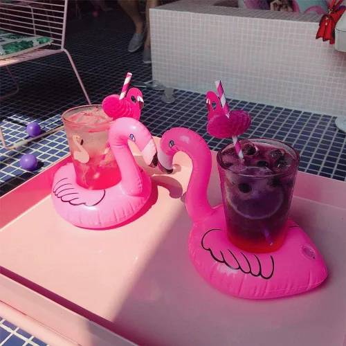 Miniatura 3 de Soporte inflable para bebidas, paquete de 25 flotadores inflables para bebidas de piscina + 1 bomba de mano, flotadores de bebidas para fiesta