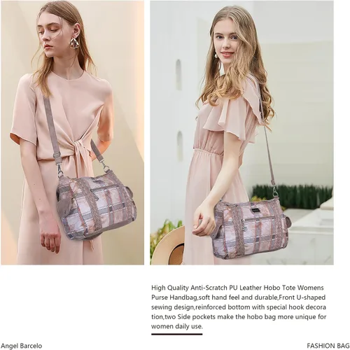 Miniatura 126 de Angel Barcelo - Bolsa de hombro amplia para mujer, diseño Hobo, cuero lavado