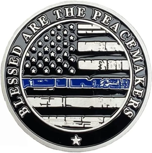 Miniatura 4 de Moneda de Desafío de San Miguel Santo Patrón de las Fuerzas del Orden La Delgada Línea Azul Monedas Bañadas en Plata