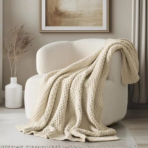 Miniatura 29 de EVERGRACEHOME Manta de punto de chenilla gruesa para sofá, suaves y lujosas mantas de punto con punto musgo para cama, acogedoras mantas decorativas