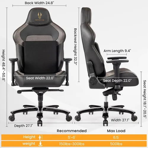 Miniatura 2 de Silla de juegos grande y alta de 440 libras, silla de juegos con base de metal, espuma viscoelástica lumbar, reposabrazos ajustable 4D, silla