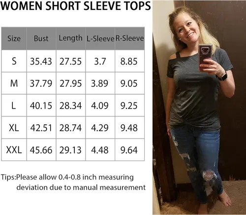 Miniatura 6 de Temofon - Camisetas de mujer, sin hombros, camiseta de verano informal, de manga corta, con diseño de nudo trasero y hombros desnudos, tallas S a 2XL