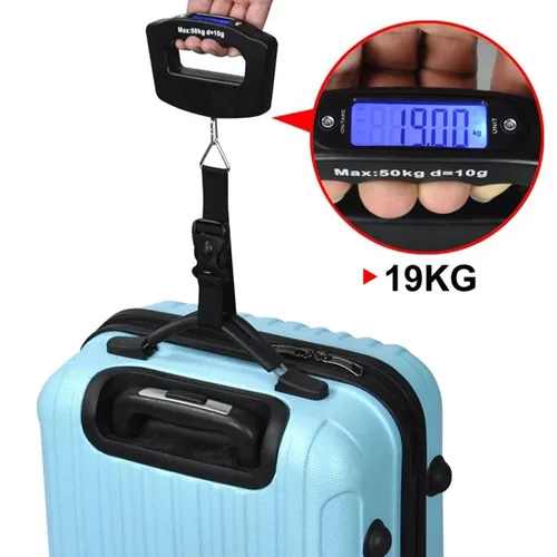 Miniatura 6 de Paquete de 3 básculas de equipaje, báscula de equipaje de 110.2 lbs110 libras con retroiluminación de pantalla LCD, correa de hebilla portátil