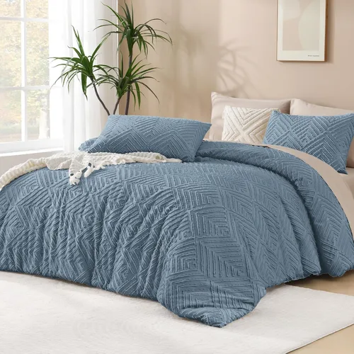 Miniatura 12 de Andency - Juego de edredón blanco California King, 3 piezas, edredón Boho para cama California King, juego de cama de gran tamaño, suave y ligero