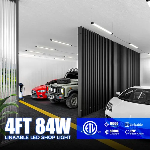 Miniatura 2 de Barrina BS84 - Luces LED para taller de 4 pies, 84 W, 10000 LM, 5000 K, lámpara enlazable para garaje, sótano, montaje colgante o empotrado, ETL, 4