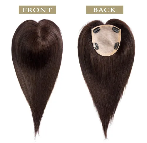 Miniatura 7 de MorningWigs Cubrecabello humano real para mujer, piezas de cabello de 4.7 x 5.1 in, base de seda completa con 3-4 clips para adelgazar el cabello
