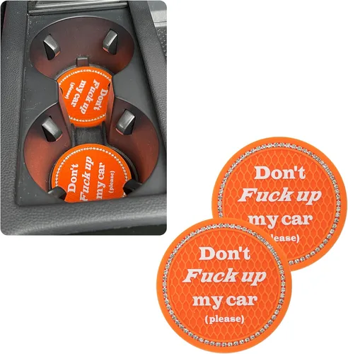 Miniatura 5 de BEYPOVK Paquete de 2 posavasos para automóvil, tapetes universales de silicona antideslizantes para automóvil, divertidos accesorios