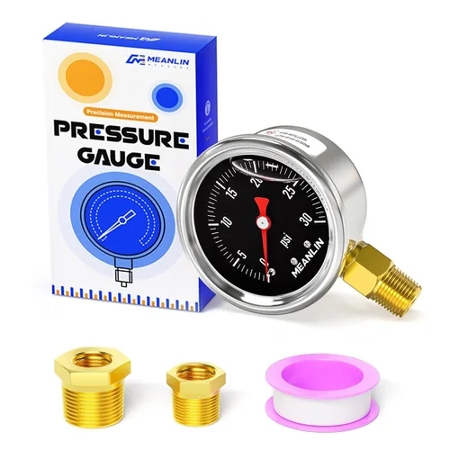 Miniatura 29 de MEANLIN MEASURE 2 unidades de acero inoxidable 015Psi relleno de líquido, medidor de presión relleno de glicerina de 1.5 pulgadas, aire de aceite