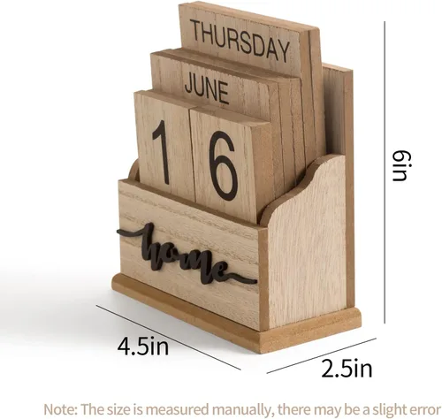 Miniatura 2 de Calendario de bloques para escritorio, bloques de visualización de fecha de mes de madera para profesores, estudiantes, aula, decoración rústica