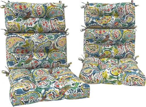 Miniatura 28 de DYTXIII Juego de 2 cojines para sillas de respaldo alto para exteriores, repelentes al agua, cojines de asiento mecedor, de 44 x 22 pulgadas