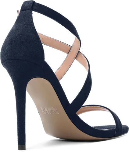 Miniatura 5 de ROSERWISH Sandalias de tacón alto con hebilla de gamuza para mujer, con puntera abierta, correa al tobillo, de 4 pulgadas