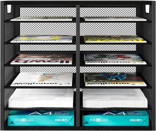 Miniatura 2 de PAG - Soporte para correo masivo, organizador de literatura ajustable para encimera, buzón de estudiante, organizador de papel de factura de Negro