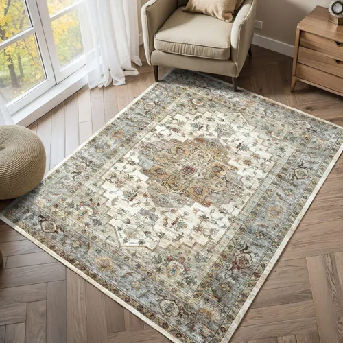 Miniatura 103 de Syalife 6x9 Alfombra Lavable para Área, Ultra Suave Antideslizante, Pila Baja, Alfombra Vintage Resistente a Manchas para Sala de Estar, Alfombra