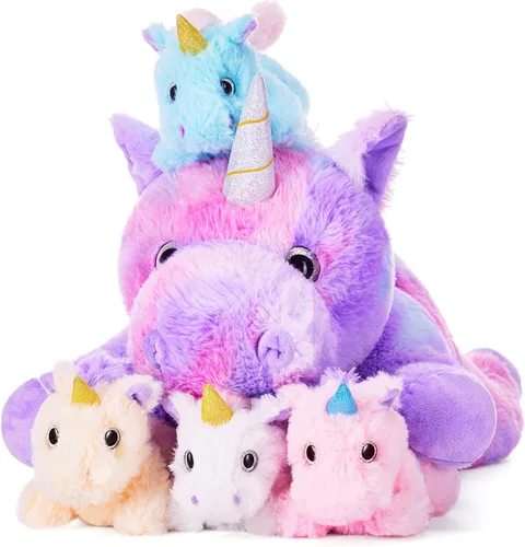 Miniatura 12 de IKASA Muñeco de peluche de mamá gato, juguete de peluche suave y abrazable de 16" con pequeños mini bebés gatitos, regalos para niños, niñas y niños