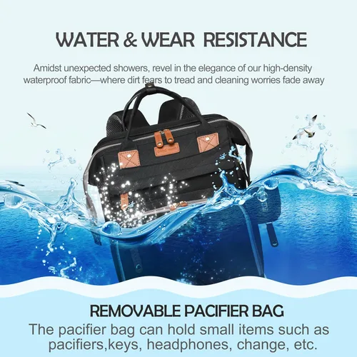 Miniatura 7 de Bolsa de pañales con estación de cambio, bolsa de bebé de viaje multifuncional, tote de bebé impermeable, bolsa de mamá de gran capacidad, mochila