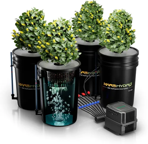 Miniatura 7 de Sistema de cultivo hidropónico Mars Hydro DWC de 5 galones de cultivo de agua profunda con bomba de aire de 8W, manguera de aire multiusos, piedra