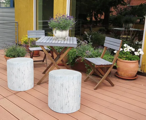 Miniatura 4 de Delsit Puf otomano para exteriores, taburete impermeable para uso en interiores y exteriores, reposapiés redondo con funda extraíble, decoración