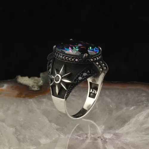 Miniatura 3 de Anillo de plata de ley 925 con piedra de Alexandrite para hombre, joyería de moda, regalo vintage, ónix Aqeq, anillos para hombre, todos los tamaños