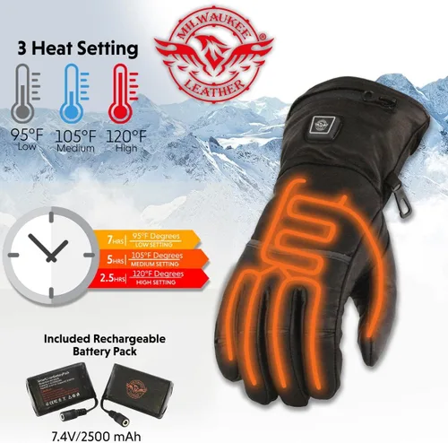 Miniatura 6 de Milwaukee Leather Men's and Women's Cold Weather Gloves with Heating Tech for Motorcycle, Hunting, Outdoor Use