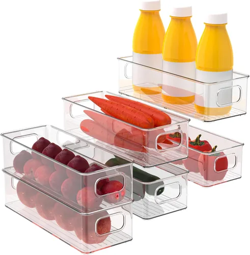 Miniatura 10 de Contenedor apilable de plástico para almacenamiento de alimentos con asas para despensa de cocina, gabinete, refrigerador, congelador, organizador