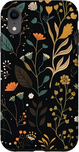 Miniatura 25 de Funda negra para iPhone 12/12 Pro con diseño floral, estética, simple, bohemio, moderno, flores botánicas