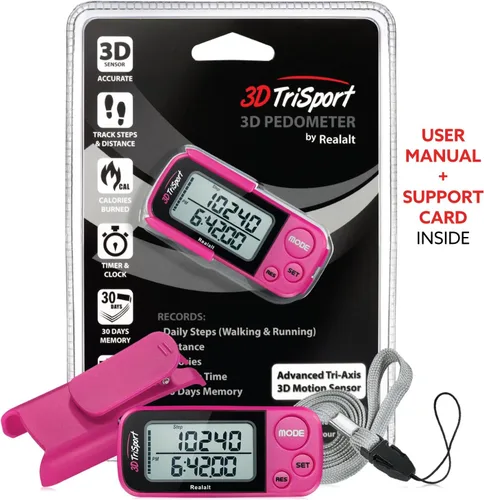 Miniatura 7 de Realalt 3DTriSport 3D Walking Pedometer with Clip & Strap, Accurate Step Counter with 30-Day Memory, Distance in Miles/KM with Large Display Perfect