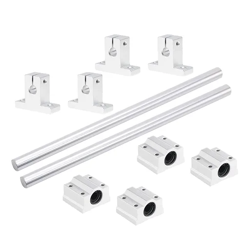 2 guías de eje de varilla de movimiento lineal de 8 mm x 850 mm con 4 rodamientos de bolas SCS8UU y 4 soportes de riel de aluminio SK8, juego de