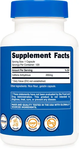 Miniatura 5 de Nutricost, Píldoras con cafeína, 4 lb por porción, 1
