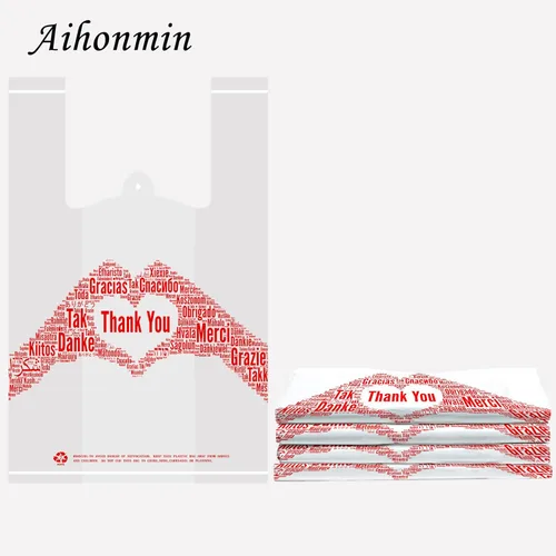 Miniatura 3 de Thank You - Bolsa de plástico para compras, bolsas de mercancía, paquete de 100 bolsas de comestibles reutilizables y desechables de 12 x 6.5 x 20