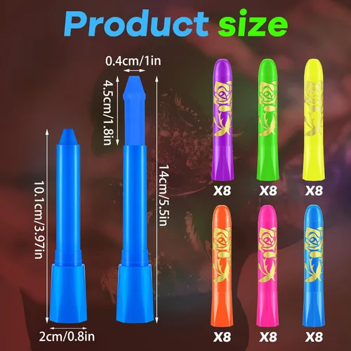 Miniatura 2 de Tenceur 48 piezas de maquillaje que brilla en la oscuridad, crayón UV, luz negra, fluorescente, kit de pintura corporal para adultos, fiesta