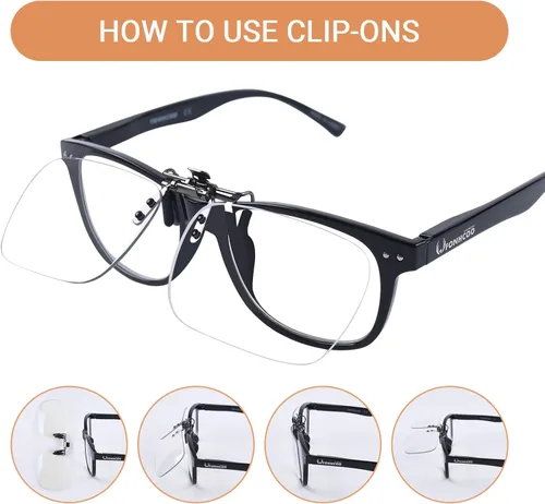 Miniatura 3 de FONHCOO - Lentes con bloqueo de luz azul Clip on para mujeres y hombres sobre lentes de prescripción sin montura, antifatiga ocular, anti dolores