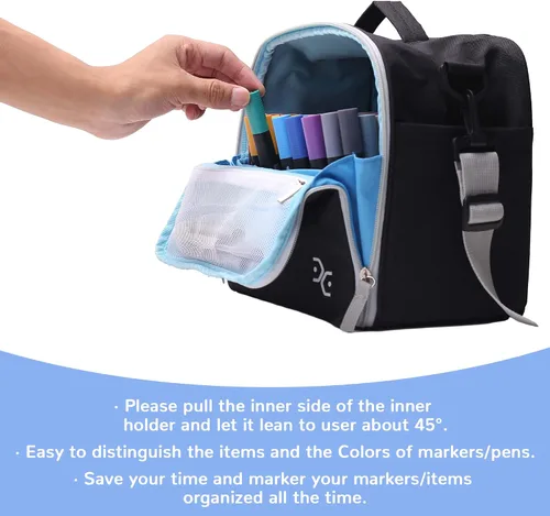 Miniatura 8 de Togood - Mochila ultra grande para guardar rotuladores, bolsa de hombro para bolígrafos. Capacidad para hasta 300 bolígrafos