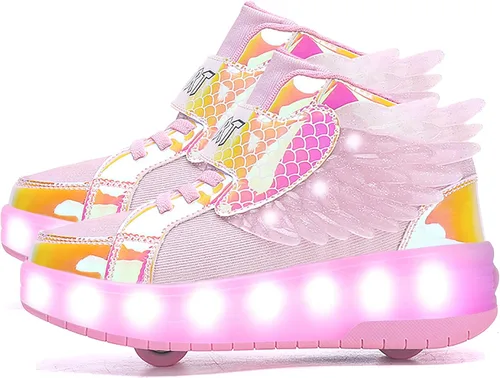 Miniatura 20 de AIkuass Zapatos con ruedas LED y USB recargables, zapatillas de patinaje con luces para niños y niñas