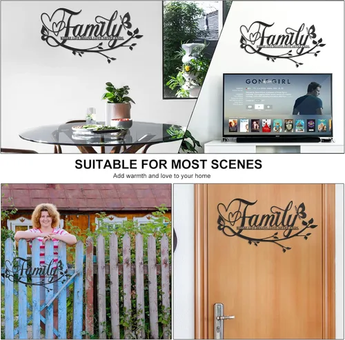 Miniatura 7 de AUHOKY Letrero de metal con texto en inglés «Family Where Life Begins Love Never Ends» («Family Where Life Begins Love Never Ends») para decoración