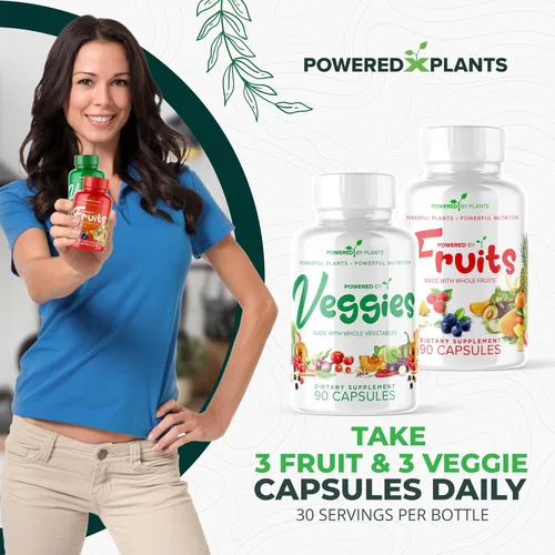 Miniatura 7 de Suplemento diario de frutas y verduras, 180 cápsulas durante 30 días, superalimento sin OMG y sin gluten con vitaminas naturales, alimentado por