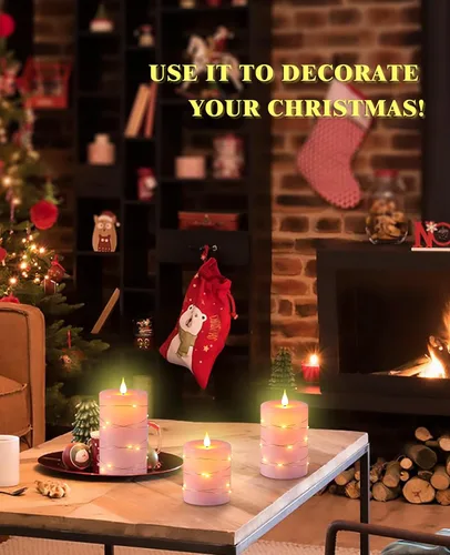 Miniatura 4 de Upinmz Velas parpadeantes sin llama con cadena de luces integradas, velas que funcionan con pilas con control remoto y temporizador, velas LED