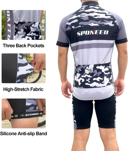 Miniatura 13 de sponeed Conjunto de traje de ciclismo para hombre, camiseta de ciclismo de carretera, pantalones cortos de ciclismo de trianthlon