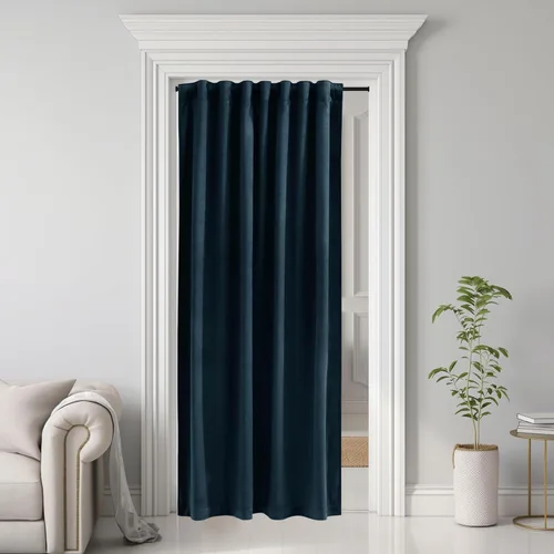 Miniatura 25 de StangH - Cortinas opacas de terciopelo con pestaña trasera, aislamiento térmico, para puerta corrediza, dormitorio, telón de fondo, estudio, teatro