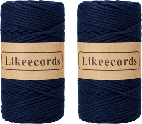 Miniatura 16 de Cordón de Algodón Trenzado 3mm x 109 yardas - Cuerda de Macramé Colorida para Manualidades, Ganchos, Colgantes de Pared - 100% Algodón Natural