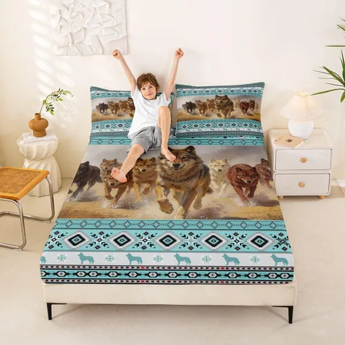 Miniatura 42 de Erosebridal Southwestern - Sábanas de cama bohemias aztecas, tamaño individual, sábanas hippie de cachemira, ropa de cama de estilo exótico, funda