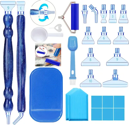 Miniatura 18 de Sttargxing Kit de 28 bolígrafos de pintura de diamante, 13 puntas de acero inoxidable con 12 arcilla, accesorios de pintura de diamante 5D, repuesto