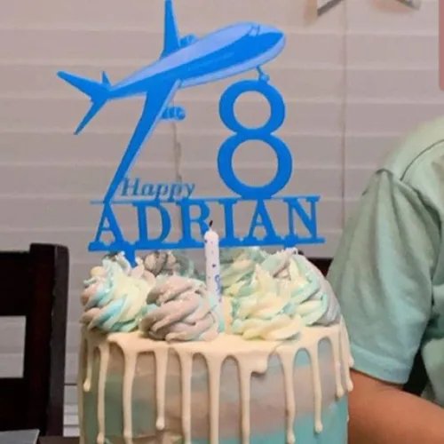 Miniatura 6 de Decoración personalizada para pastel de avión con nombre y edad, decoración de pastel de cumpleaños de aviación personalizada, decoración de fiesta