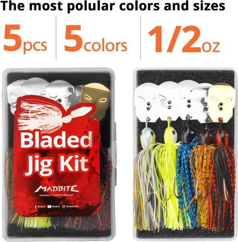 Miniatura 8 de MadBite by KastKing - Señuelos de pesca con cuchillas, kits multicolores, acción vibratoria irresistible, ganchos de punta de aguja de alambre A1