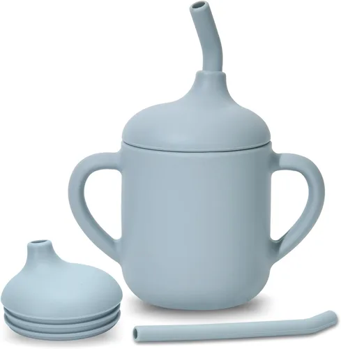 Miniatura 8 de Vasos de silicona para bebés, vaso con popote de silicona inastillable, vasos para niños pequeños de 1 a 3 años, taza abierta para bebé, 6 meses
